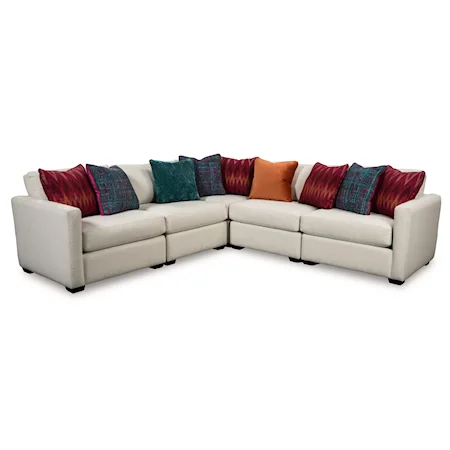 Five Piece Corner Sectional Sofa with Toss Pillows